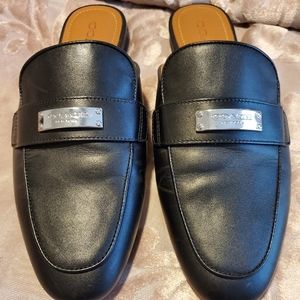 NWOT COACH SHEA BLACK LEATHER SLIDE MULE